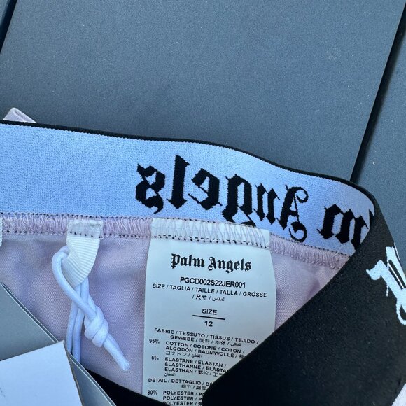 NWT Palm Angels Kids Cycling Shorts Lilac Sz 12 Logo Waistband - Picture 4 of 9